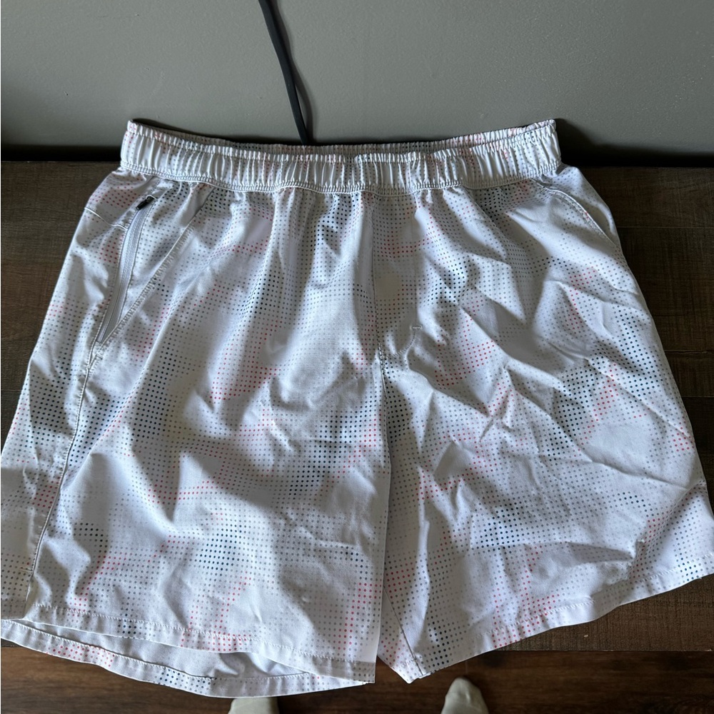 DSG Men's Athletic Shorts - White with Pink Accents